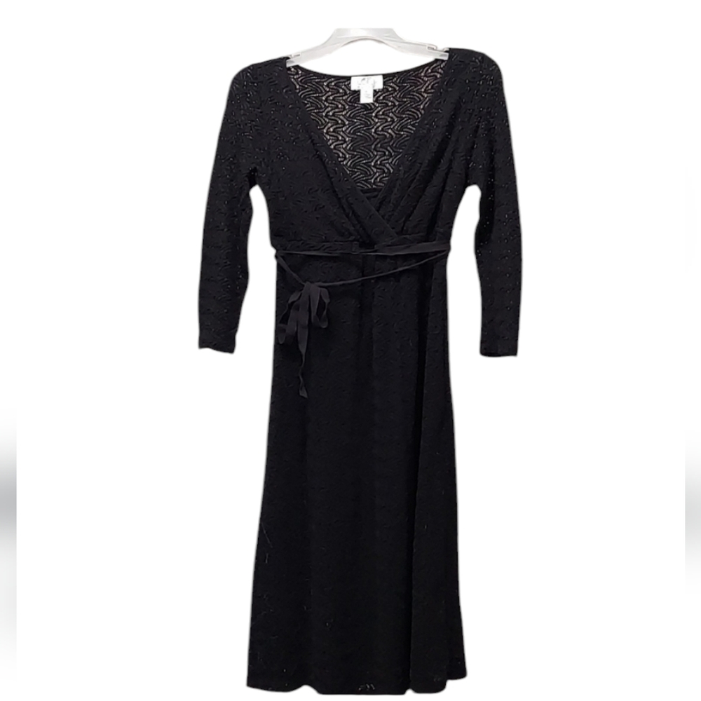 Ann taylor loft black dress with Suede belt  size 6 p